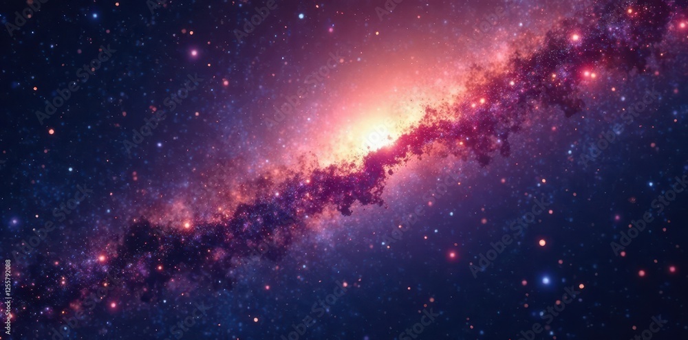Fototapeta premium Close-up view of Milky Way, highlighting sun's position , cosmic, exploration, space