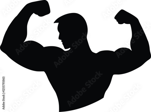 strong arm flex silhouette,Gym  simple flat vector