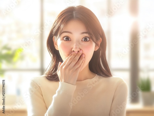 Young Asian woman with a surprised expression