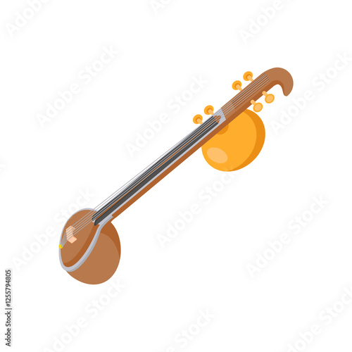Veena, Indian Symbol Vector Illustration