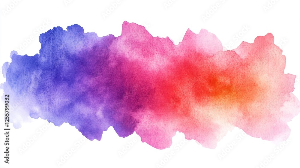 Obraz premium Colorful watercolor splash with vibrant hues of pink, purple and orange on white background.
