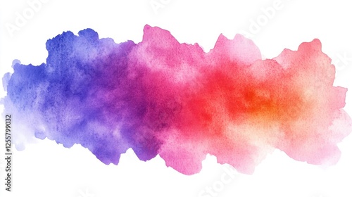 Colorful watercolor splash with vibrant hues of pink, purple and orange on white background.