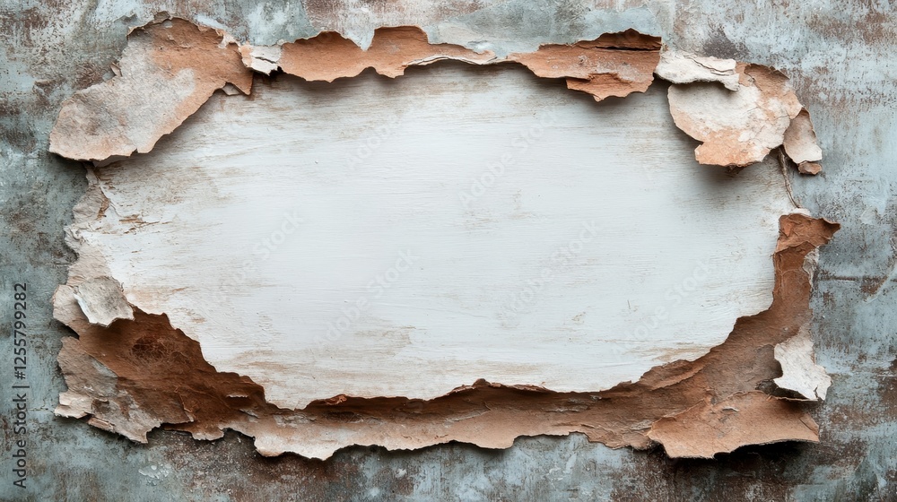Obraz premium A close-up view of a peeling wall revealing a textured surface beneath, showcasing layers of paint and decay, evoking a sense of nostalgia and worn beauty in old spaces.