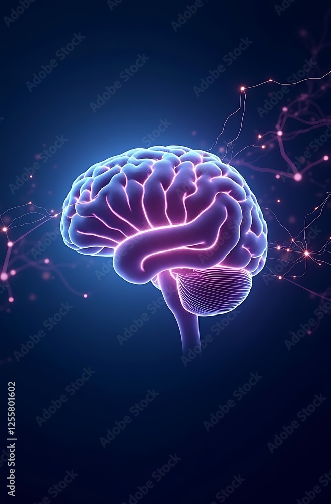 Obraz premium Realistic Brain and Neural Network Background
