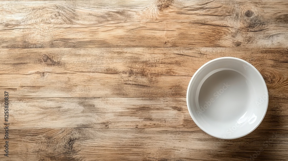 A plain white bowl rests on a textured rustic wood surface, highlighting the beauty of simplicity and the natural charm of wooden craftsmanship in a home setting. A plain white bowl rests on a textured rustic wood surface, highlighting the beauty of simplicity and the natural charm of wooden craftsmanship in a home setting.