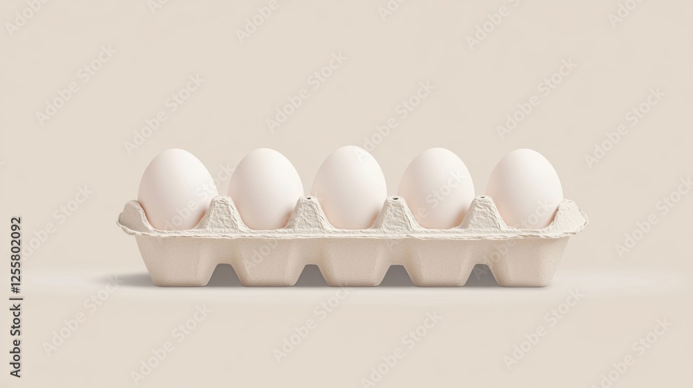 Fresh white eggs in a carton, isolated on a neutral background. Fresh white eggs in a carton, isolated on a neutral background.