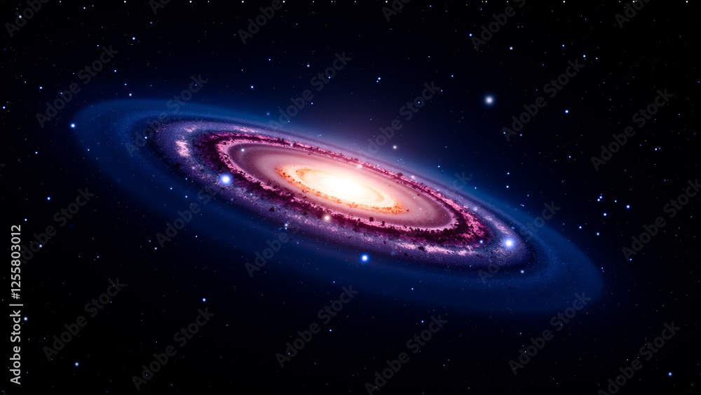 Spiral Galaxy with Bright Core in Deep Space Spiral Galaxy with Bright Core in Deep Space