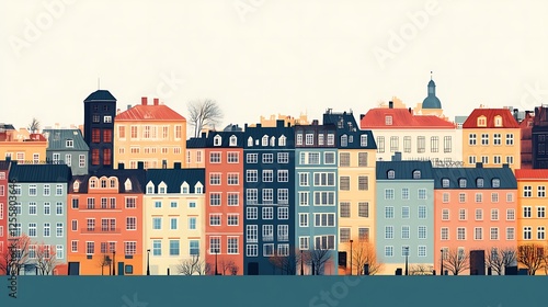 Obraz na płótnie Colorful European Cityscape Building Row Architecture w salonie