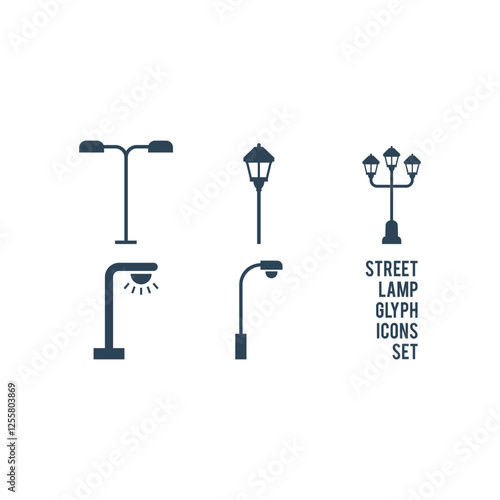 Street light icons set street lamp design illustration