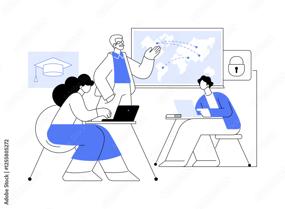 Fototapeta premium Cybersecurity isolated cartoon vector illustrations.