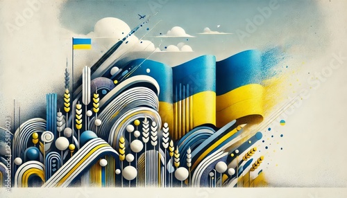 A conceptual illustration featuring the flag of Ukraine in a creative way. photo