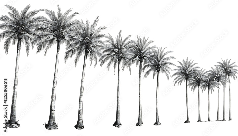 Fototapeta premium Palm trees drawing sketch outdoors png
