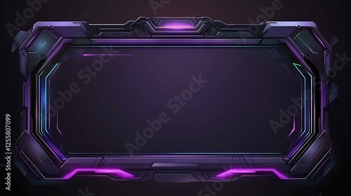 Futuristic Tech Frame Glowing Purple Neon Border