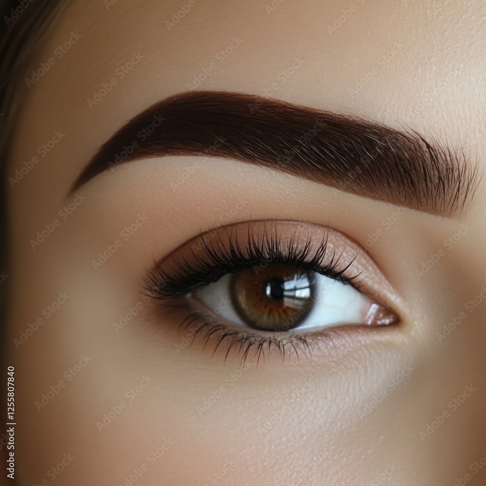 Fototapeta premium Close-up eye with perfectly shaped brows, beauty, makeup