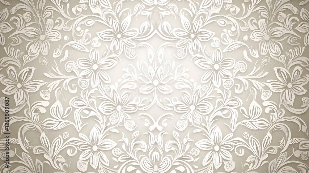 Elegant Floral Pattern Design on Subtle Beige Background Elegant Floral Pattern Design on Subtle Beige Background