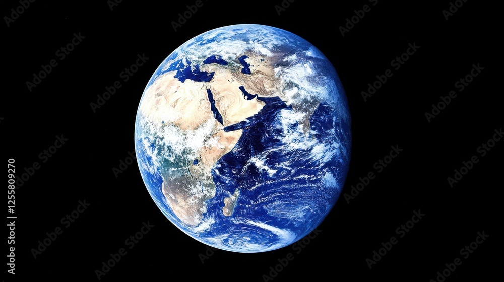 A softly illuminated Earth, floating in space, leaving a dark copy space for advertising. A softly illuminated Earth, floating in space, leaving a dark copy space for advertising.