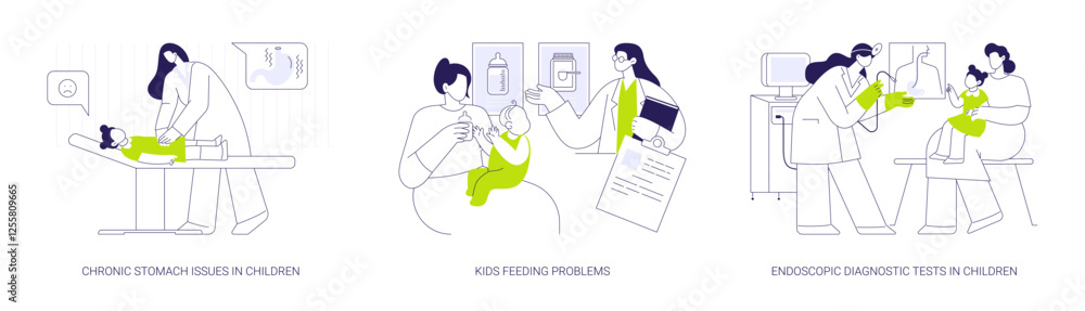 Pediatric gastroenterology abstract concept vector illustrations. Pediatric gastroenterology abstract concept vector illustrations.
