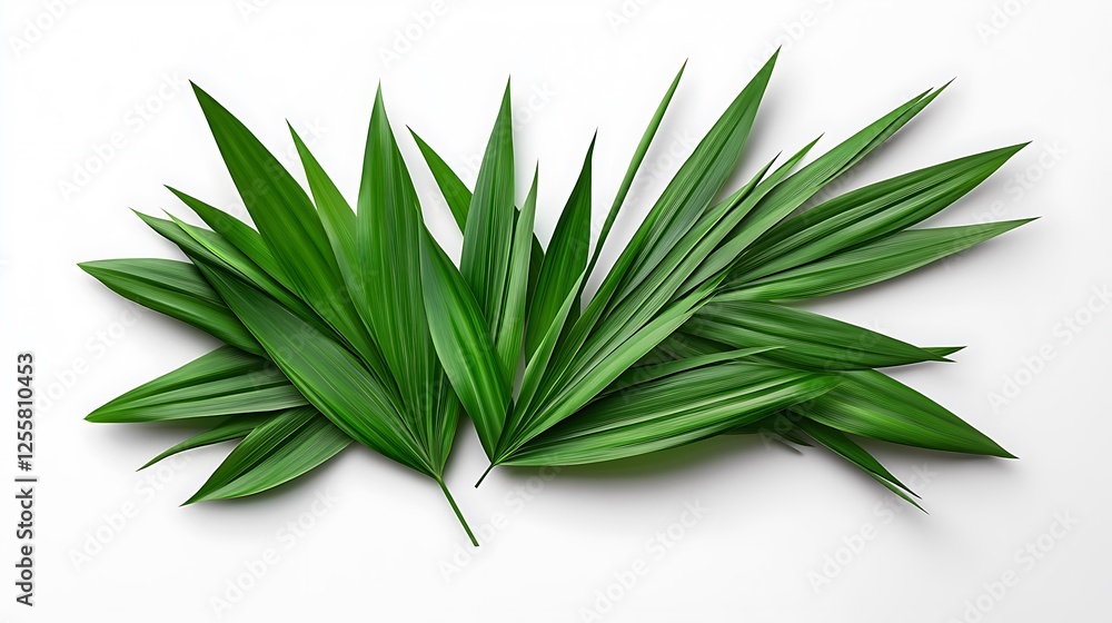 Obraz premium Lush Green Palm Fronds on a Clean White Background AI Generated