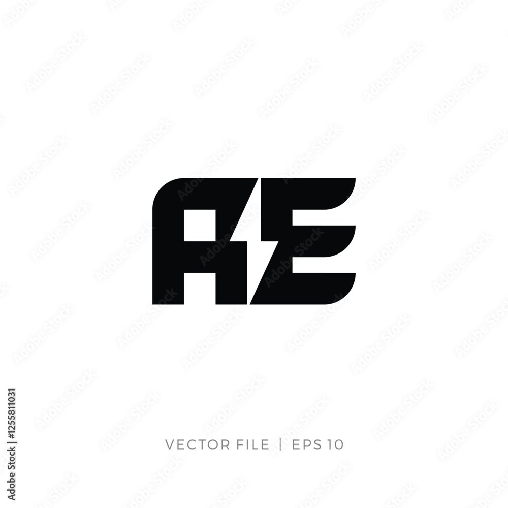Obraz premium Letter AE bolt thunder logo design