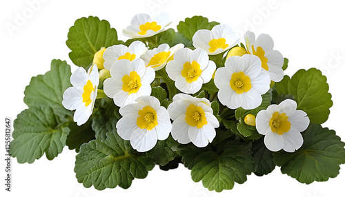 Fotografie Primroses flowers bush leaves plant png