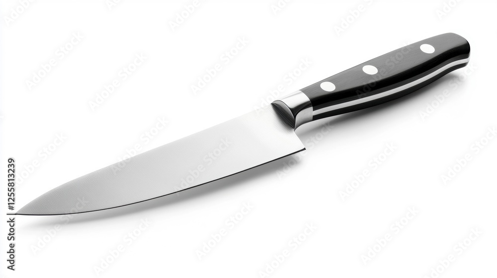 Professional kitchen knife with a sleek design on a white isolated background. Professional kitchen knife with a sleek design on a white isolated background.