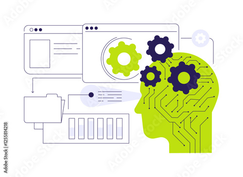 Interactive Data Visualization by AI abstract concept vector illustration.