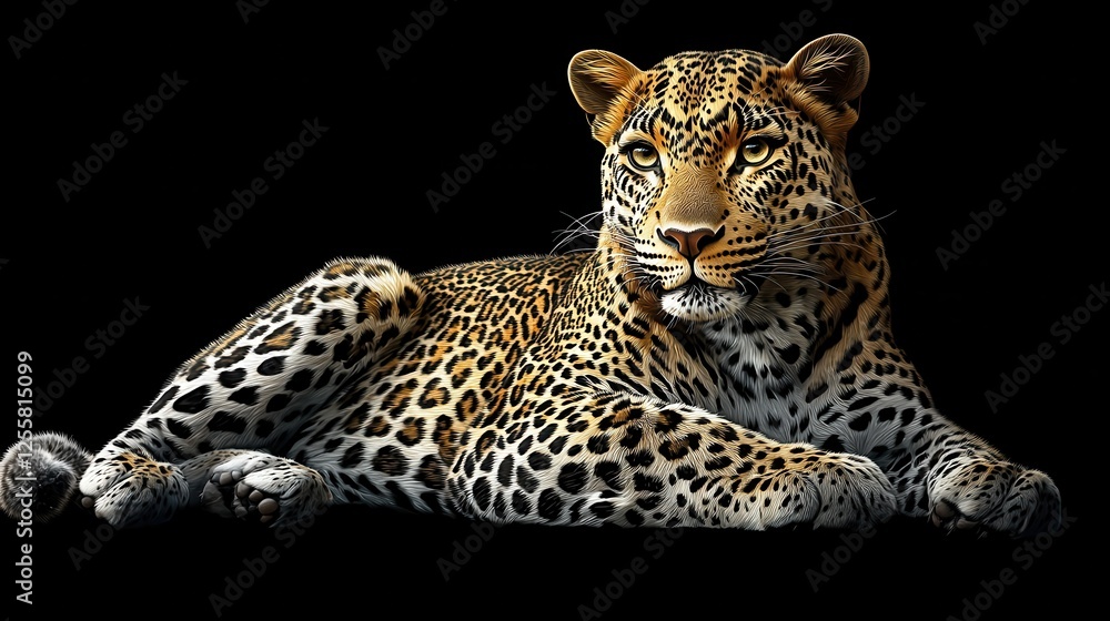 Fototapeta premium Majestic Leopard Resting in Serenity