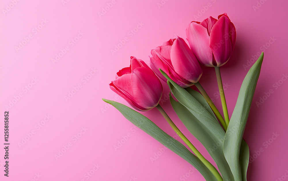 Obraz premium Pink tulips on pastel background 