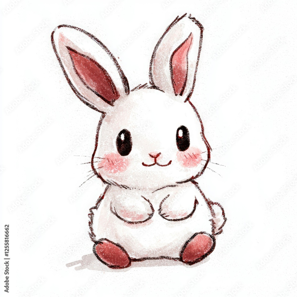 Fototapeta premium Adorable Cartoon Bunny Rabbit Illustration