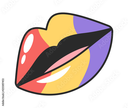 Colorful lips human mouth element