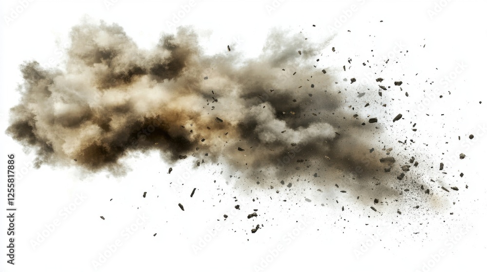 Dynamic Explosion of Dust and Smoke Creating an Abstract Background in Earthy Tones Dynamic Explosion of Dust and Smoke Creating an Abstract Background in Earthy Tones