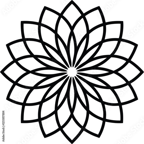 Geometric Mandala Design Abstract Floral Black and White Pattern