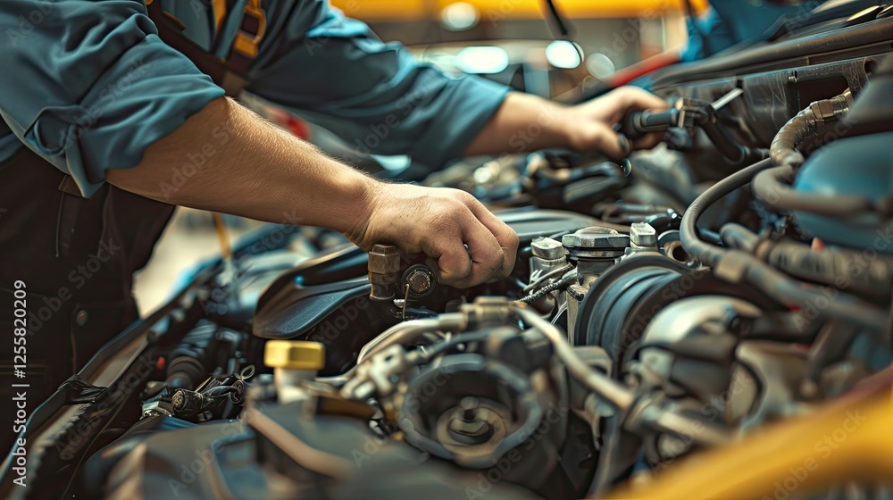 close up of a car mechanic is fixing car engine, close up of a car engine close up of a car mechanic is fixing car engine, close up of a car engine