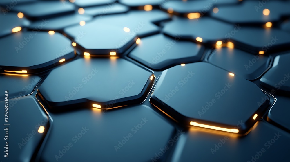 Obraz premium Abstract Hexagon Pattern with Glowing Edges