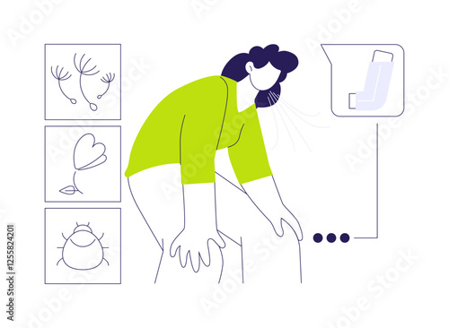 Bronchial asthma attack abstract concept vector illustration.
