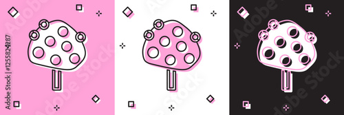 Set Orange tree with fruits icon isolated on pink and white, black background. Vector