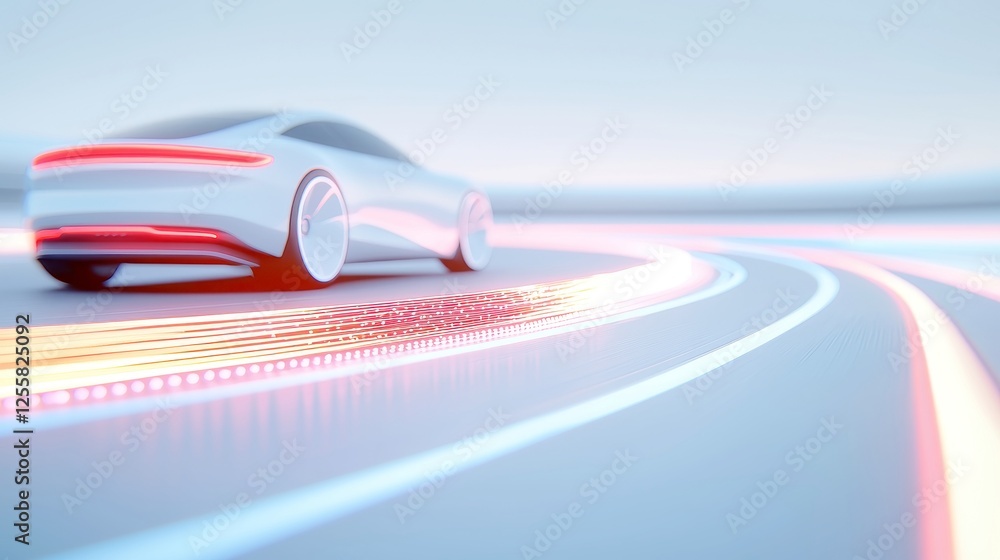 Obraz premium Smart Road Innovation, advanced wireless electric vehicle charging technology enhancing urban infrastructure, promoting sustainable transportation solutions, improving efficiency and convenience