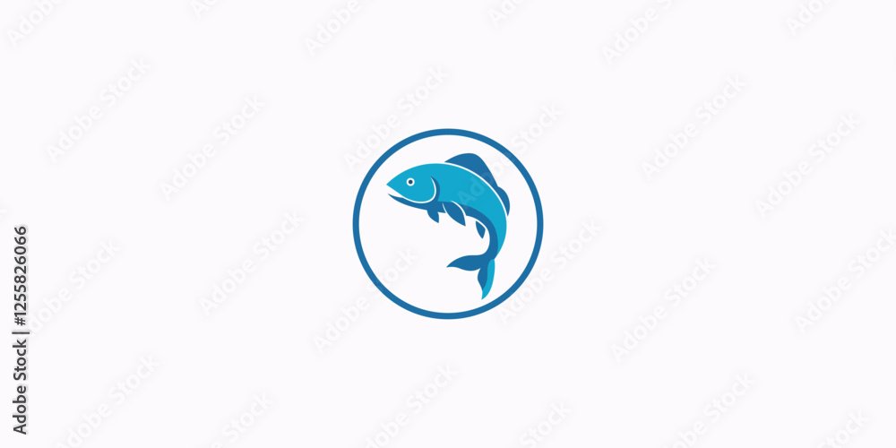 Blue Fish Circle Emblem Blue Fish Circle Emblem
