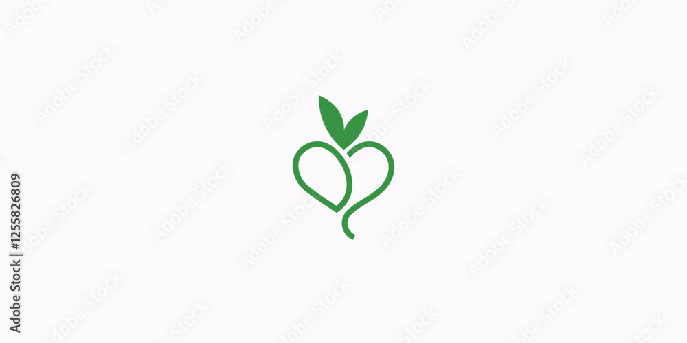 Green Natural Heart Plant Minimal style Icon Green Natural Heart Plant Minimal style Icon