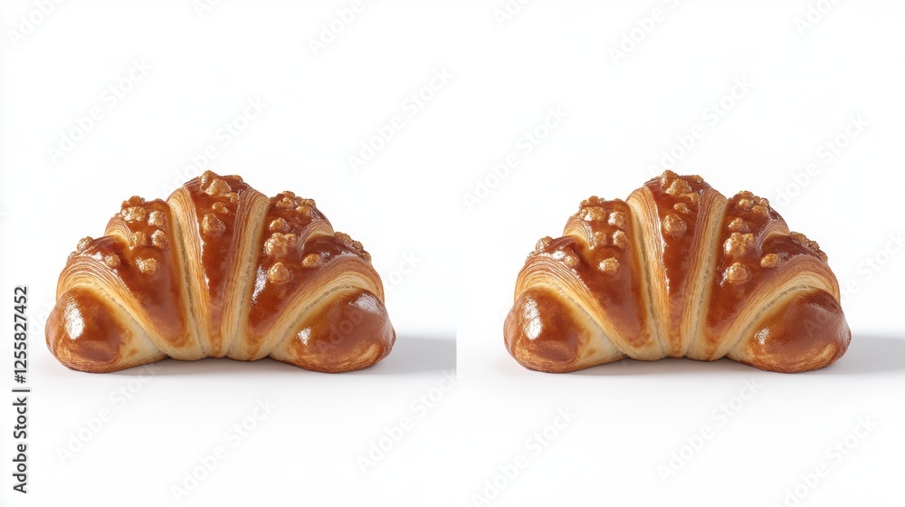 Symmetrical Arrangement of Delicious Golden Croissants on a White Surface