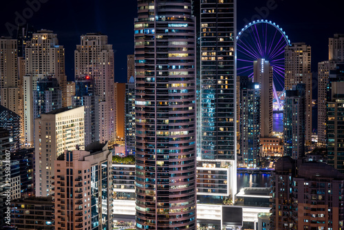 Canvas Print view of city skyline at night