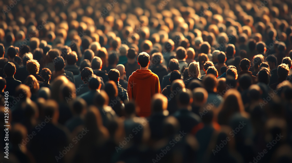 Obraz premium Standing out from the crowd - Concept of Leadership, Individuality, and Success, feeling different and unique