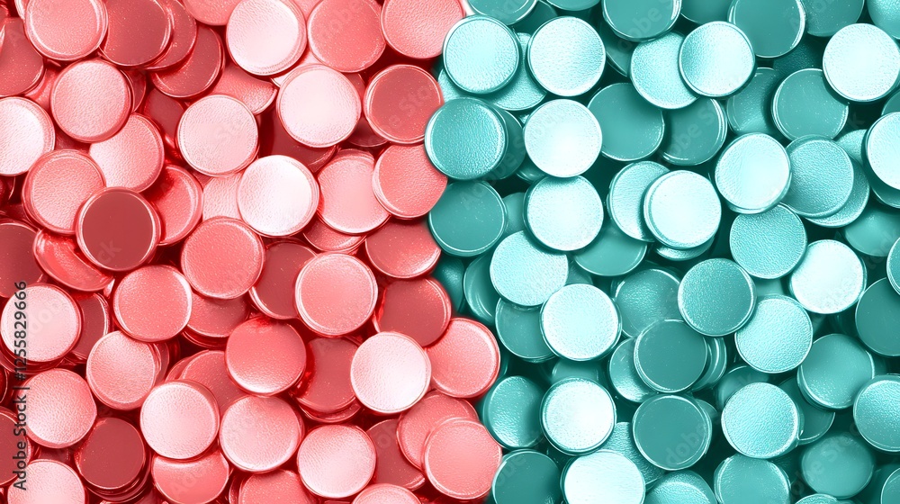 Colorful Circular Tokens in Contrast Red and Teal for Background Use Colorful Circular Tokens in Contrast Red and Teal for Background Use