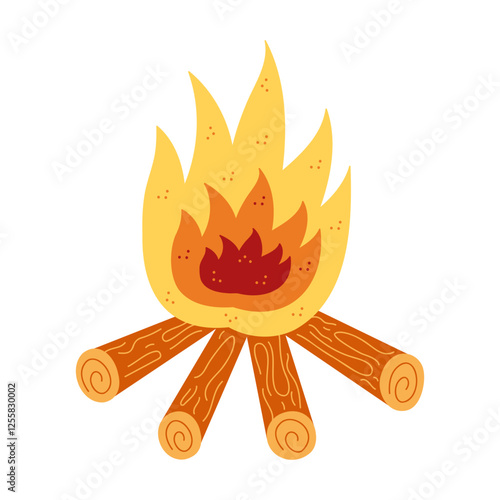 Bonfire for celebrating Shrovetide color. Hand drawn clip art for your project.