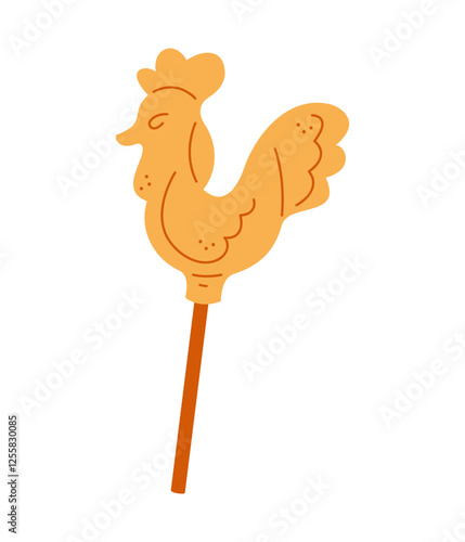 Lollipop in the shape of a cockerel color. Hand drawn clip art for your project.