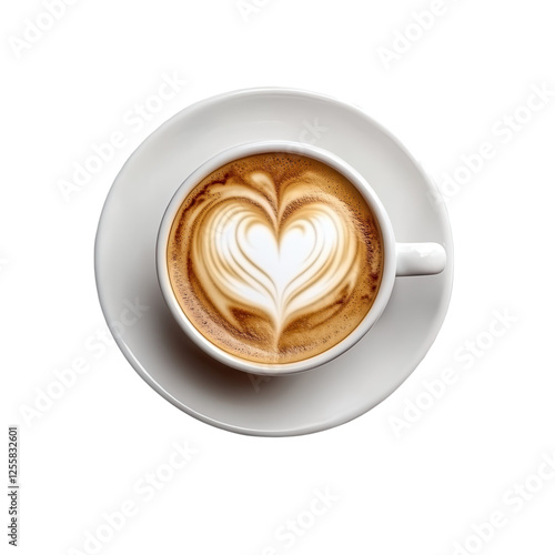 cup of coffee with heart isolated on transparent background