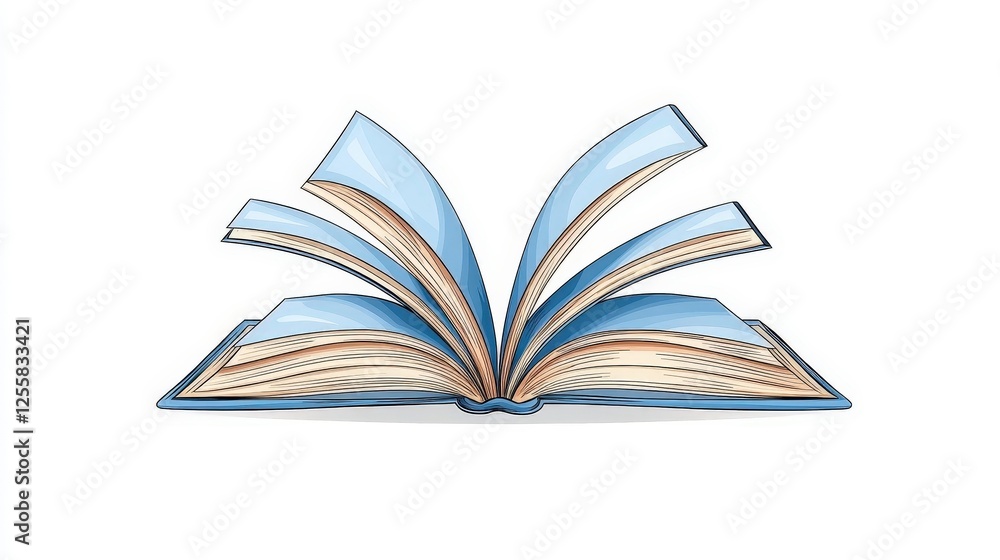Open Book with Turquoise Pages and White Background for Education and Reading Concepts Open Book with Turquoise Pages and White Background for Education and Reading Concepts