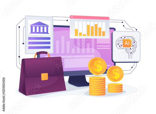 AI-Driven Public Finance abstract concept vector illustration.