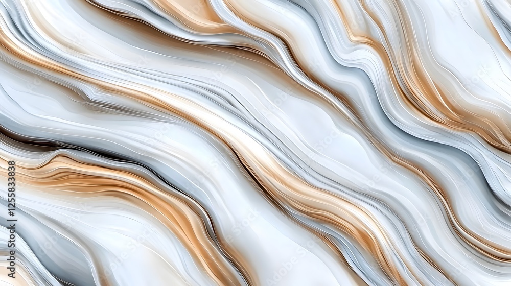 Obraz premium Abstract Wave Pattern in Soft Gold, White, and Gray Tones