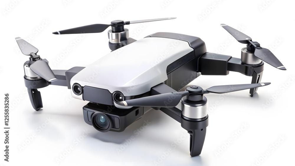 White and Gray Drone with Propellers White and Gray Drone with Propellers